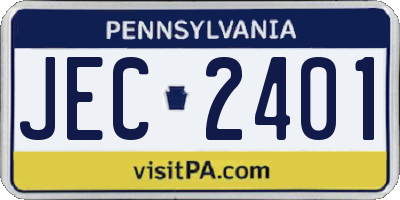 PA license plate JEC2401