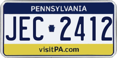 PA license plate JEC2412