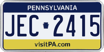 PA license plate JEC2415