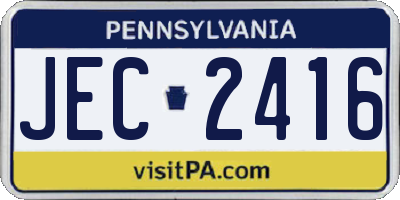 PA license plate JEC2416