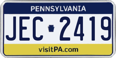 PA license plate JEC2419