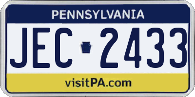 PA license plate JEC2433