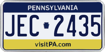 PA license plate JEC2435