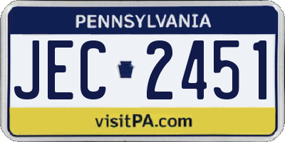 PA license plate JEC2451