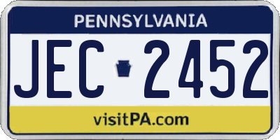 PA license plate JEC2452
