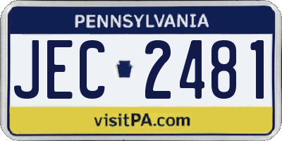 PA license plate JEC2481