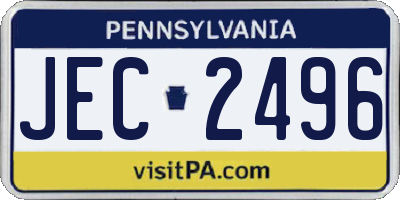 PA license plate JEC2496