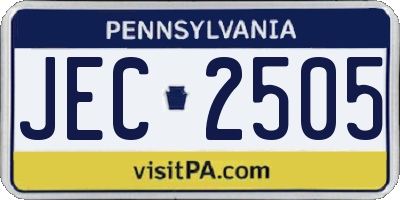 PA license plate JEC2505