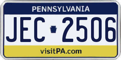 PA license plate JEC2506