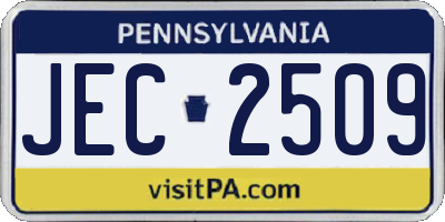 PA license plate JEC2509
