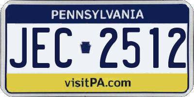 PA license plate JEC2512