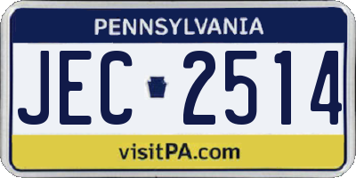 PA license plate JEC2514