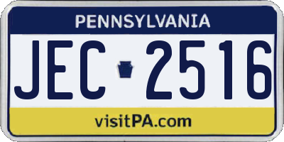 PA license plate JEC2516