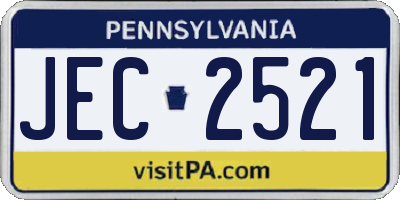 PA license plate JEC2521
