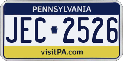 PA license plate JEC2526