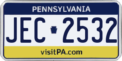 PA license plate JEC2532