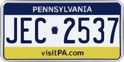 PA license plate JEC2537