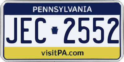 PA license plate JEC2552