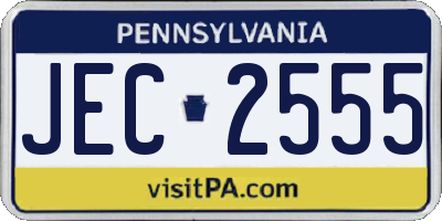 PA license plate JEC2555