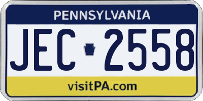 PA license plate JEC2558