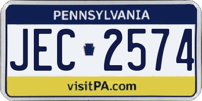 PA license plate JEC2574