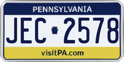 PA license plate JEC2578