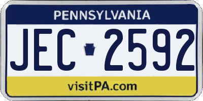 PA license plate JEC2592