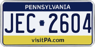 PA license plate JEC2604