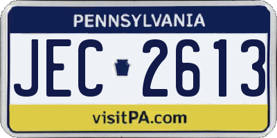 PA license plate JEC2613
