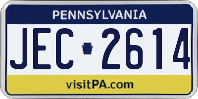 PA license plate JEC2614