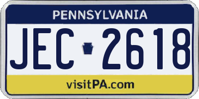 PA license plate JEC2618