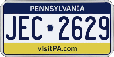 PA license plate JEC2629