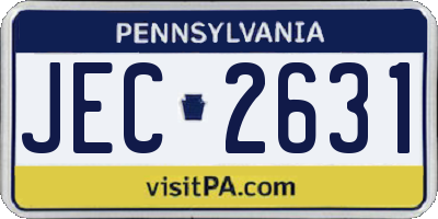 PA license plate JEC2631