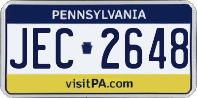 PA license plate JEC2648