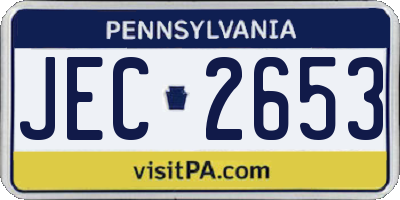 PA license plate JEC2653