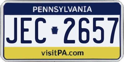 PA license plate JEC2657