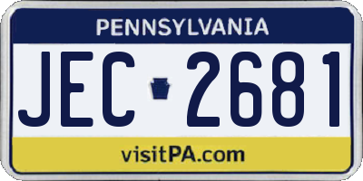 PA license plate JEC2681