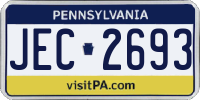 PA license plate JEC2693
