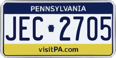 PA license plate JEC2705