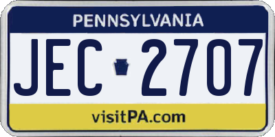 PA license plate JEC2707