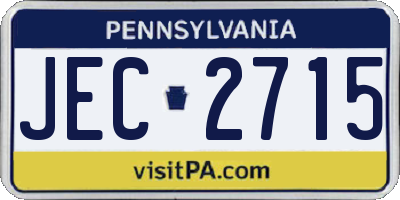 PA license plate JEC2715