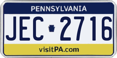 PA license plate JEC2716