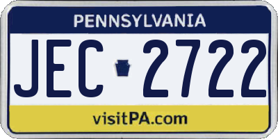 PA license plate JEC2722