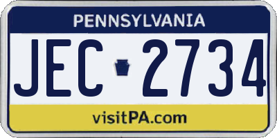 PA license plate JEC2734