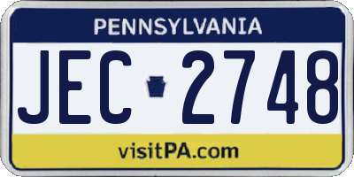 PA license plate JEC2748
