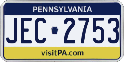 PA license plate JEC2753