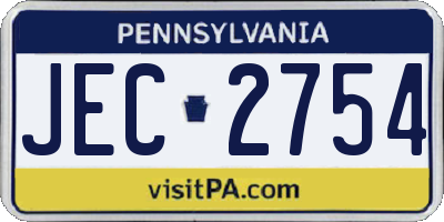 PA license plate JEC2754