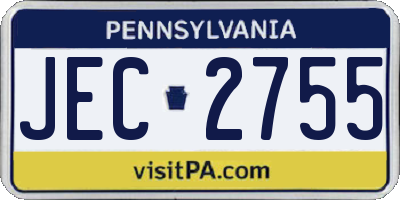 PA license plate JEC2755