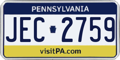 PA license plate JEC2759