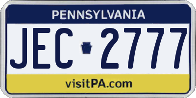 PA license plate JEC2777